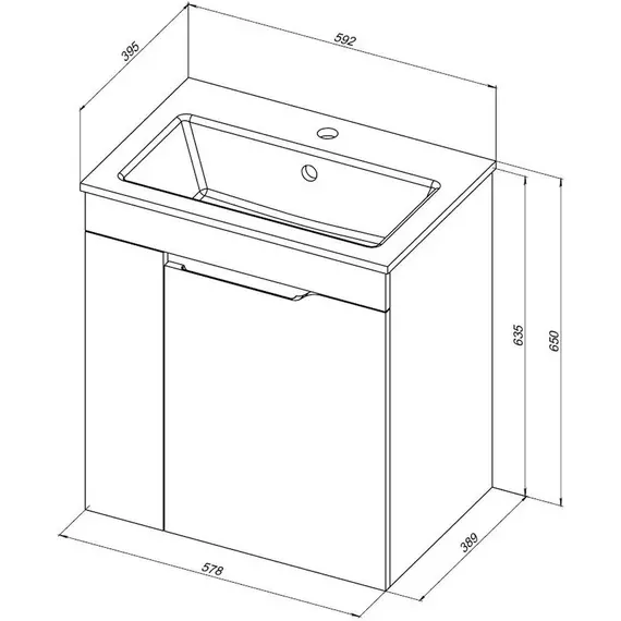 Тумба подвесная с раковиной Aquanet Практика 60 см 00330453, белый матовый - фото 4