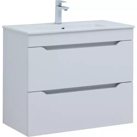 Тумба подвесная с раковиной Aquanet Практика 80 см 00330459, белый матовый - фото 