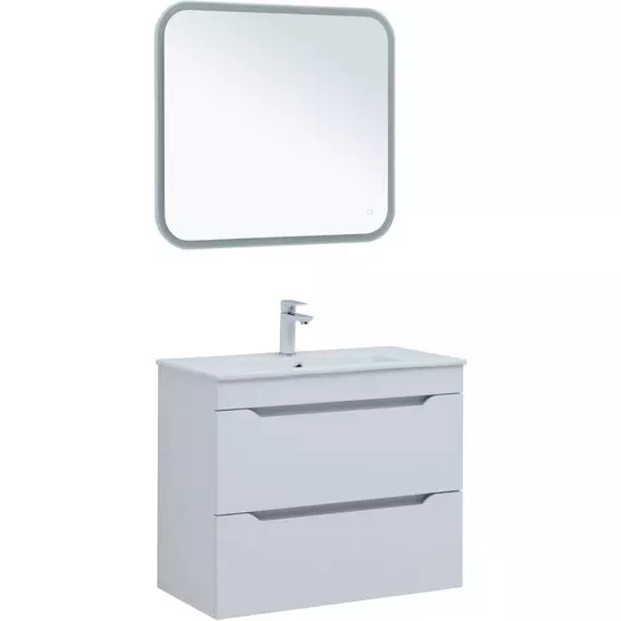 Тумба подвесная с раковиной Aquanet Практика 80 см 00330459, белый матовый - фото 5