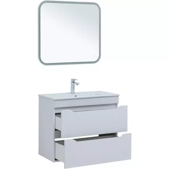 Тумба подвесная с раковиной Aquanet Практика 80 см 00330459, белый матовый - фото 6