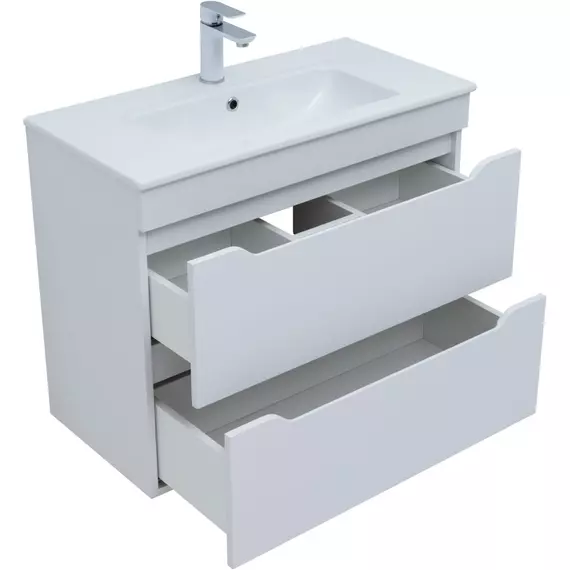 Тумба подвесная с раковиной Aquanet Практика 80 см 00330459, белый матовый - фото 4