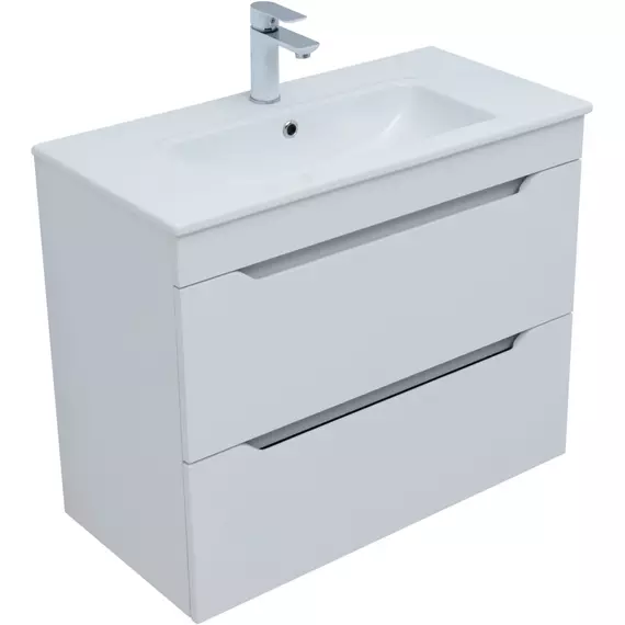 Тумба подвесная с раковиной Aquanet Практика 80 см 00330459, белый матовый - фото 3