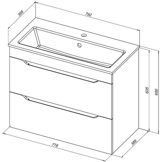 Тумба подвесная с раковиной Aquanet Практика 80 см 00330460, маренго - фото 4