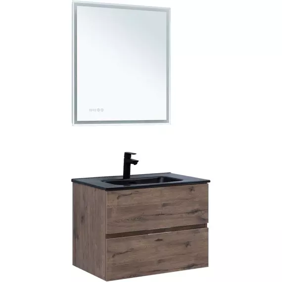 Тумба подвесная с раковиной Aquanet Алвита New 70 см 00334185 (раковина Aquanet Flat 70) дуб веллингтон табак - фото 4