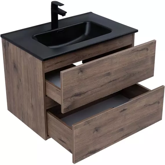 Тумба подвесная с раковиной Aquanet Алвита New 70 см 00334185 (раковина Aquanet Flat 70) дуб веллингтон табак - фото 3