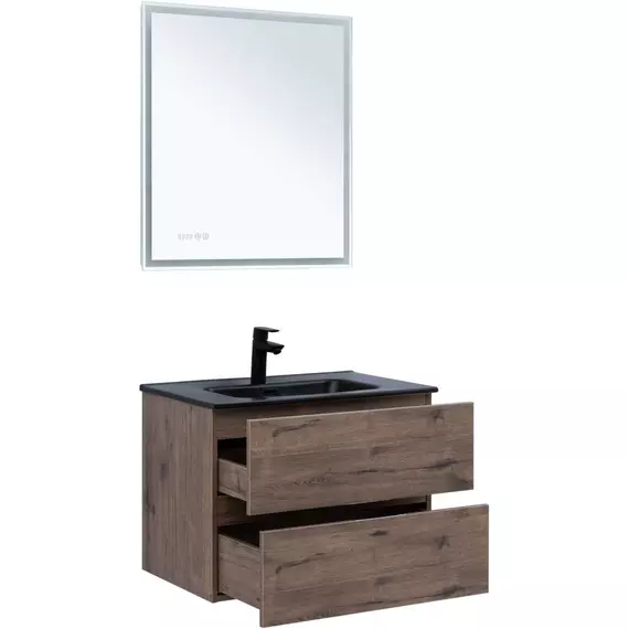 Тумба подвесная с раковиной Aquanet Алвита New 70 см 00334185 (раковина Aquanet Flat 70) дуб веллингтон табак - фото 5