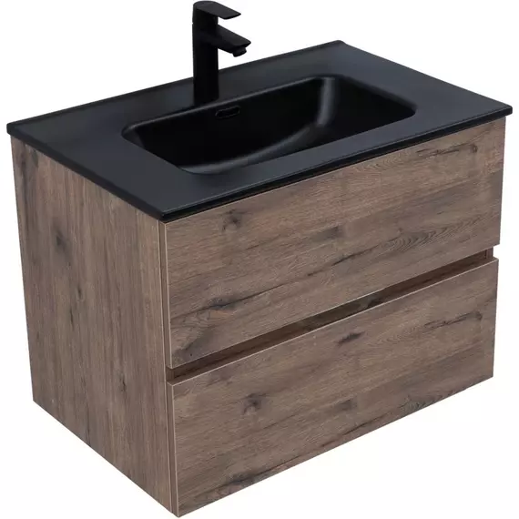 Тумба подвесная с раковиной Aquanet Алвита New 70 см 00334185 (раковина Aquanet Flat 70) дуб веллингтон табак - фото 