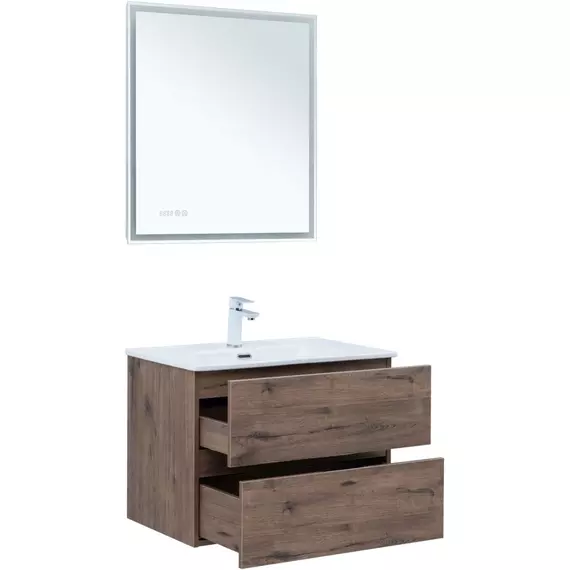 Тумба подвесная с раковиной Aquanet Алвита New 70 см 00334185, дуб веллингтон табак - фото 6