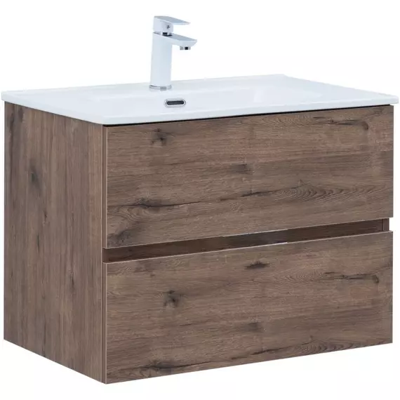 Тумба подвесная с раковиной Aquanet Алвита New 70 см 00334185, дуб веллингтон табак - фото 