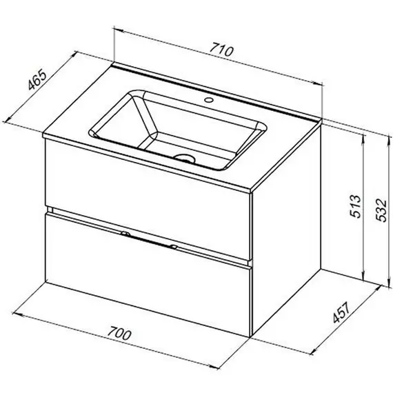 Тумба подвесная с раковиной Aquanet Алвита New 70 см 00334185, дуб веллингтон табак - фото 13