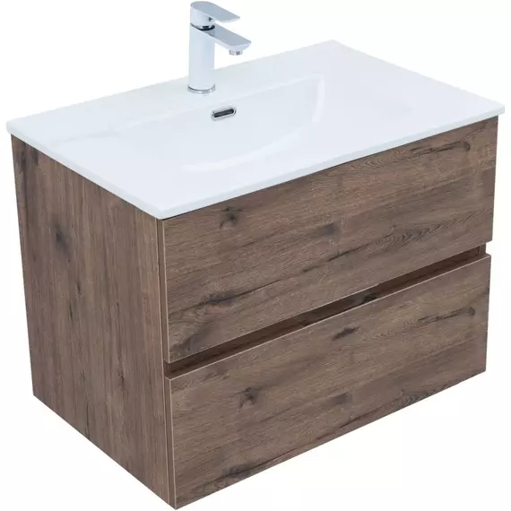 Тумба подвесная с раковиной Aquanet Алвита New 70 см 00334185, дуб веллингтон табак - фото 3