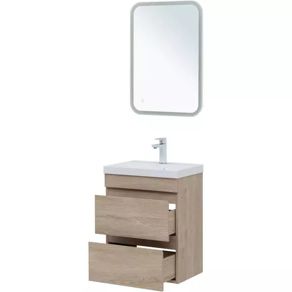 Тумба подвесная с раковиной Aquanet Нота New 50 см 00334196, дуб светлый - фото 8