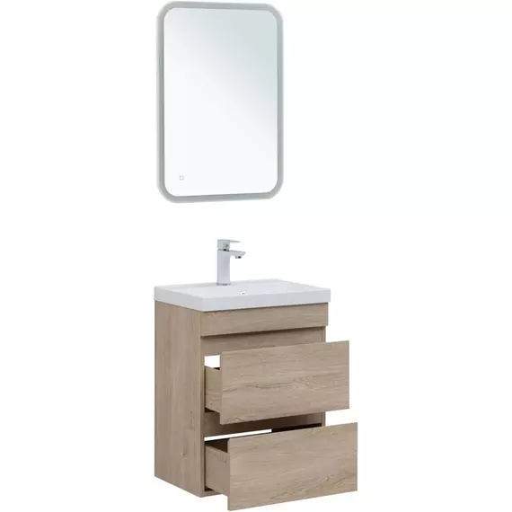 Тумба подвесная с раковиной Aquanet Нота New 50 см 00334196, дуб светлый - фото 5