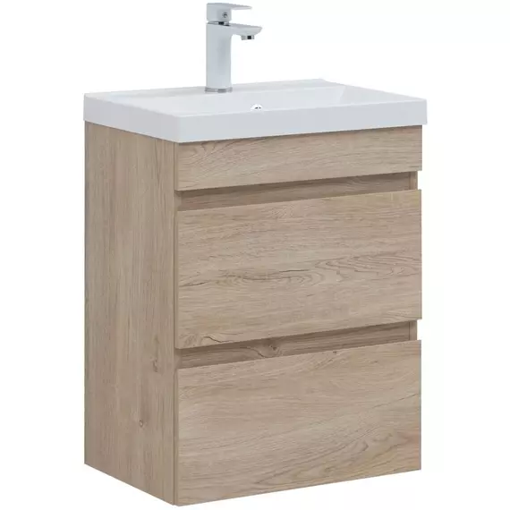 Тумба подвесная с раковиной Aquanet Нота New 50 см 00334196, дуб светлый - фото 