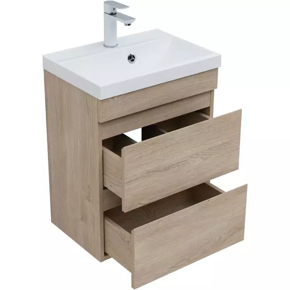 Тумба подвесная с раковиной Aquanet Нота New 50 см 00334196, дуб светлый - фото 4