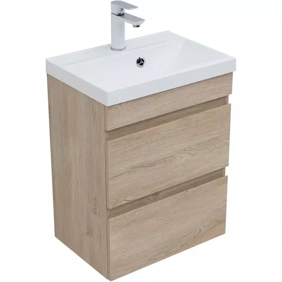 Тумба подвесная с раковиной Aquanet Нота New 50 см 00334196, дуб светлый - фото 3