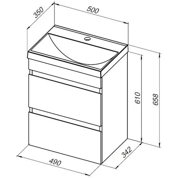 Тумба подвесная с раковиной Aquanet Нота New 50 см 00334202, дуб холден - фото 18