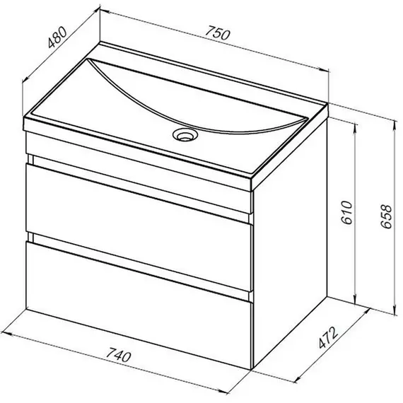 Тумба подвесная с раковиной Aquanet Нота New 75 см 00334204, дуб холден - фото 12