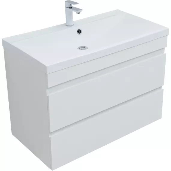 Тумба подвесная с раковиной Aquanet Нота New 90 см 00335419, белый глянец - фото 3