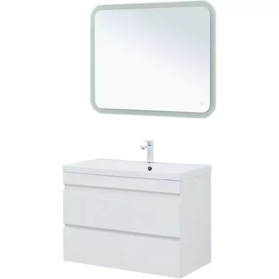 Тумба подвесная с раковиной Aquanet Нота New 90 см 00335419, белый глянец - фото 10