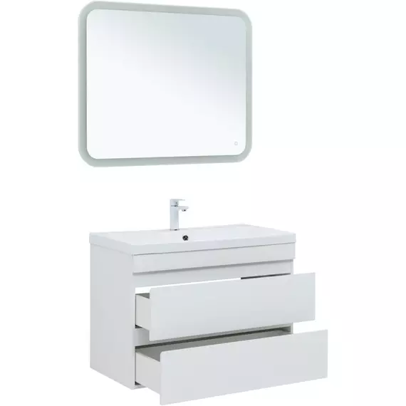 Тумба подвесная с раковиной Aquanet Нота New 90 см 00335419, белый глянец - фото 6