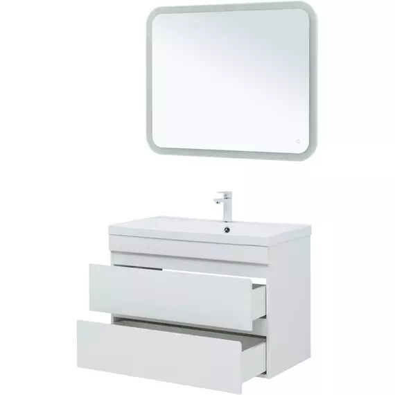 Тумба подвесная с раковиной Aquanet Нота New 90 см 00335419, белый глянец - фото 9