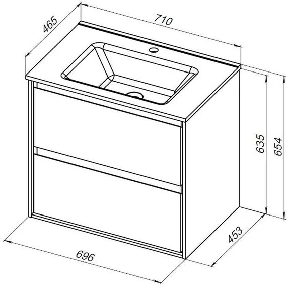 Тумба подвесная с раковиной Aquanet Милан 70 см 00336368 (раковина Aquanet Flash 70 см) белый глянец - фото 14