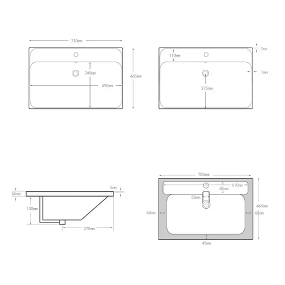 Тумба подвесная с раковиной Aquanet Милан 70 см 00336368 (раковина Aquanet Flash 70 см) белый глянец - фото 13