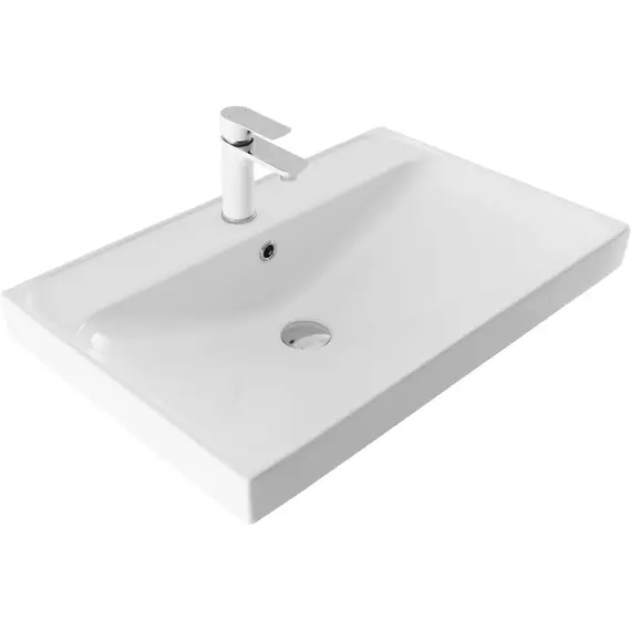 Тумба подвесная с раковиной Aquanet Милан 70 см 00336368 (раковина Aquanet Flash 70 см) белый глянец - фото 2