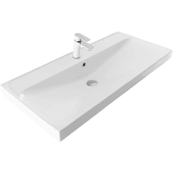 Тумба подвесная с раковиной Aquanet Милан 100 см 00336370, белый глянец - фото 2