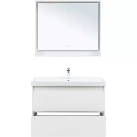 Тумба подвесная с раковиной Aquanet Милан 100 см 00336370, белый глянец - фото 6