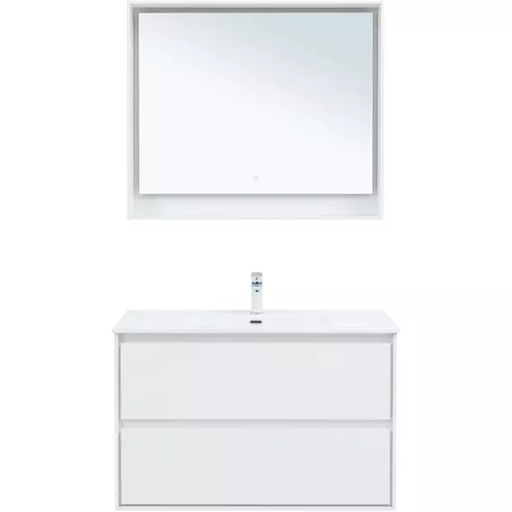 Тумба подвесная с раковиной Aquanet Милан 100 см 00336370, белый глянец - фото 6