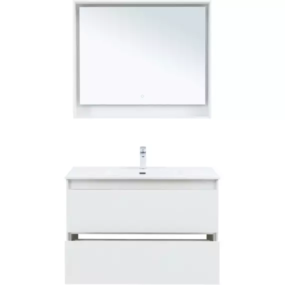 Тумба подвесная с раковиной Aquanet Милан 100 см 00336370, белый глянец - фото 7