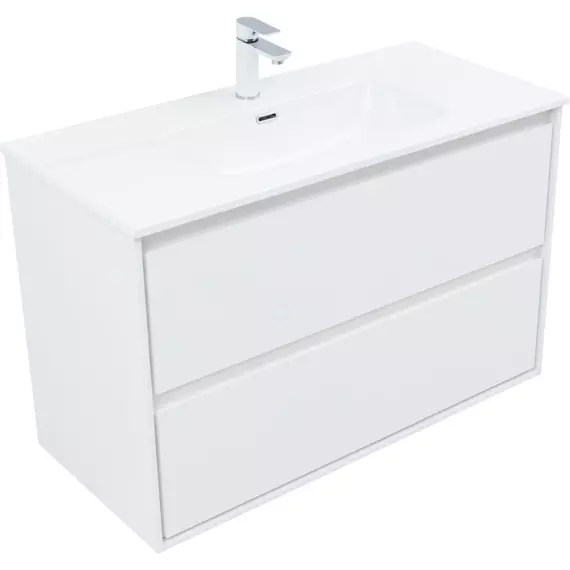 Тумба подвесная с раковиной Aquanet Милан 100 см 00336370, белый глянец - фото 3