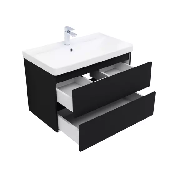 Тумба подвесная с раковиной Aquanet Вега 2.0 80 см 00337955, чёрный - фото 4