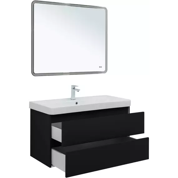 Тумба подвесная с раковиной Aquanet Вега 2.0 80 см 00337955, чёрный - фото 6