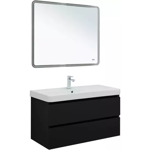 Тумба подвесная с раковиной Aquanet Вега 2.0 80 см 00337955, чёрный - фото 5