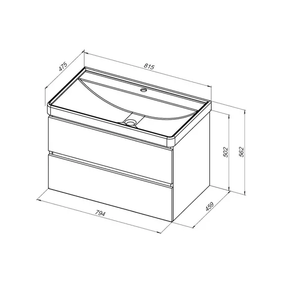 Тумба подвесная с раковиной Aquanet Вега 2.0 80 см 00337955, чёрный - фото 16