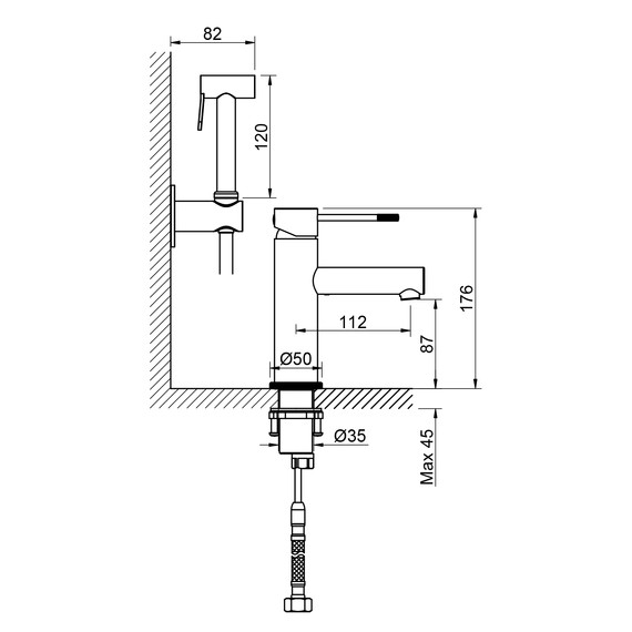 Смеситель для раковины с лейкой для биде Timo Saona 2360/03G, чёрный матовый - фото 4