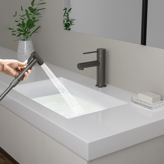 Смеситель для раковины с лейкой для биде Timo Saona 2360/18G, чёрное золото - фото 2