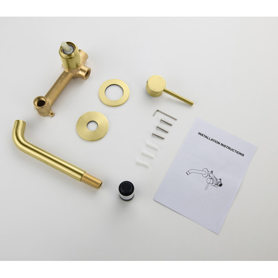 Смеситель для раковины настенный Timo Saona 2372/17SM (со скрытой частью) золото матовое - фото 4