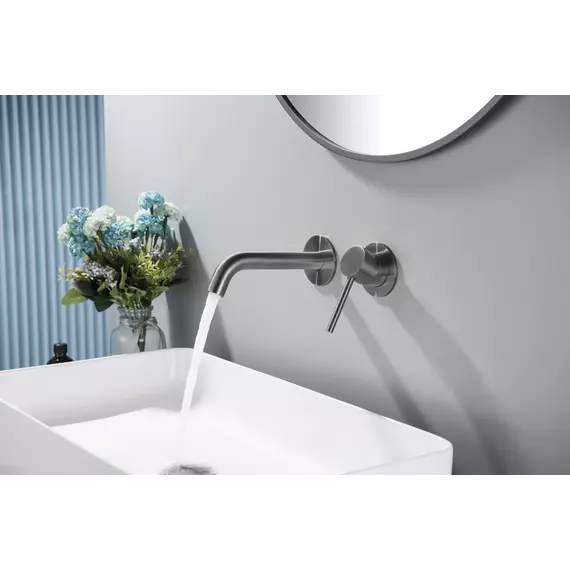 Смеситель для раковины настенный Timo Saona 2372/18SM (со скрытой частью) чёрное золото - фото 3