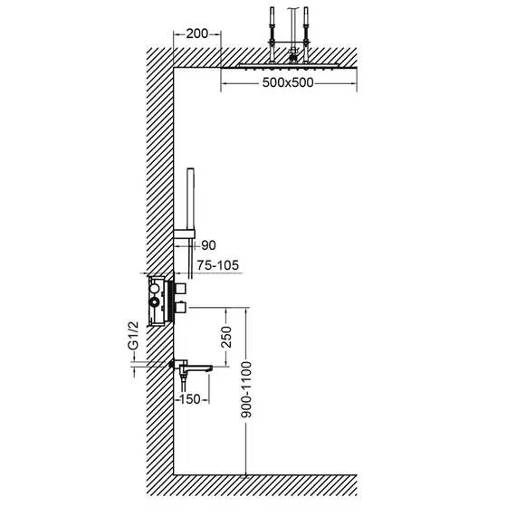 Душевая система для ванны Timo Petruma SX-5019/18SM (со скрытой частью) чёрное золото - фото 3