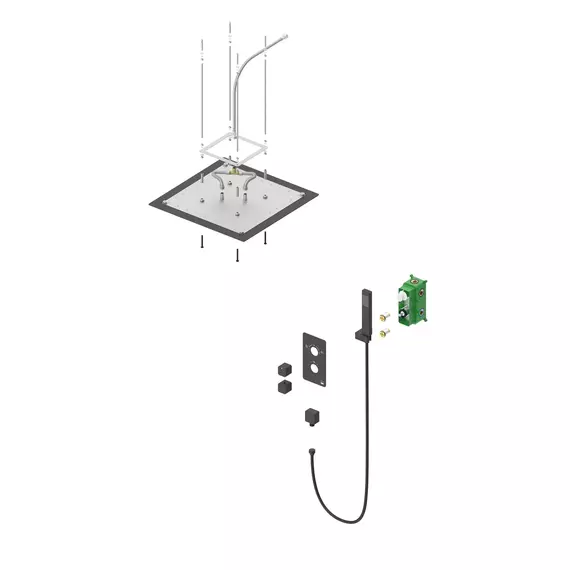 Душевая система для душа с термостатом Timo Petruma SX-5029/18SM (со скрытой частью) чёрное золото - фото 2