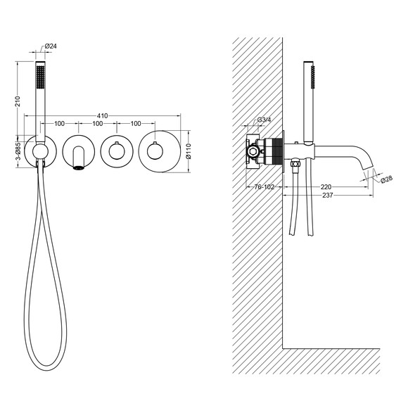 Смеситель для ванны с термостатом Timo Saona 2324/16YSM (со скрытой частью) белый матовый - фото 6