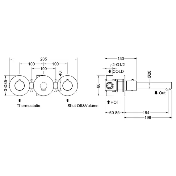Смеситель для раковины настенный с термостатом Timo Saona 2382/00SM (со скрытой частью) - фото 2