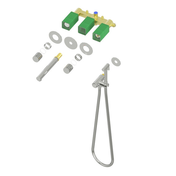 Смеситель для раковины настенный с термостатом и с гигиеническим душем Timo Saona 2383/00SM (со скрытой частью) - фото 5