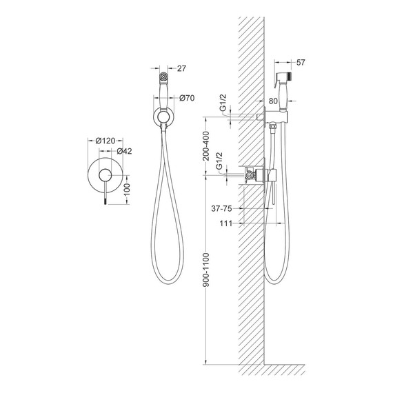 Набор для гигиенического душа Timo Saona 2389/13SM (со скрытой частью) никель матовый - фото 2