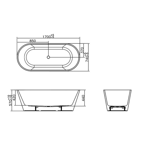 Ванна отдельностоящая Azario Creo Ceramique 170x73 см BA0025S - фото 5