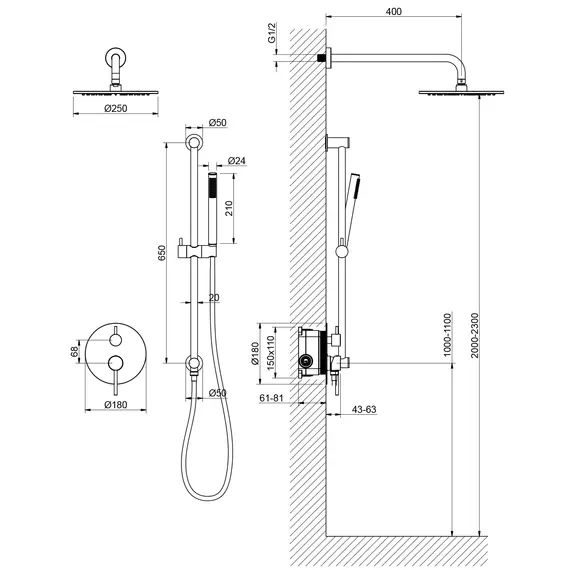 Душевая система для душа Timo Saona SX-2309/00SM (со скрытой частою) - фото 3